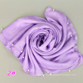 New trends high fashion muslim shawl modest Netherlands cotton linen pearl beaded hijab scarf